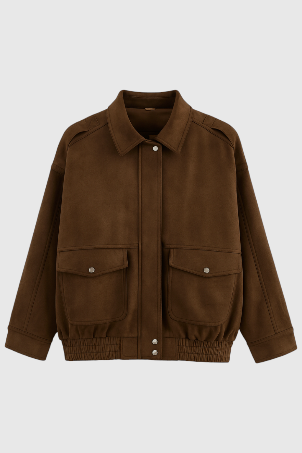 Women's Dark Brown Suede Bomber Jacket