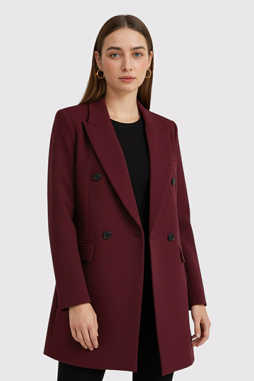 Women's Elegant Burgundy Blazer