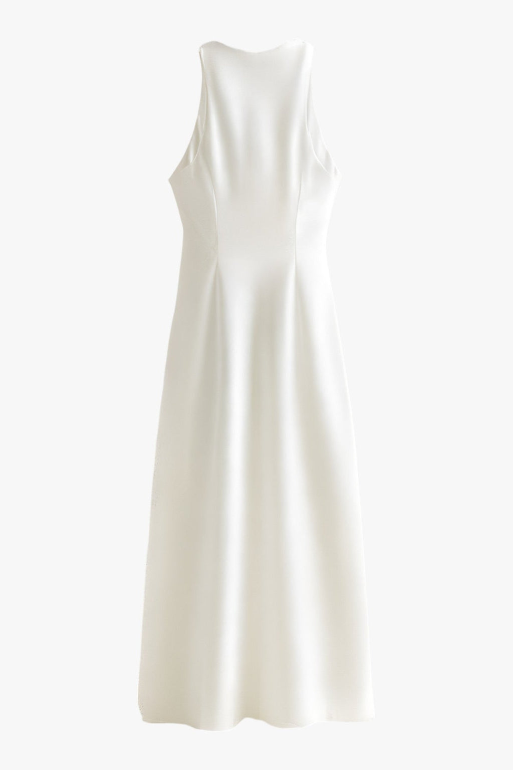 Women's sleeveless cowl neck satin dress – midi length occasion wear