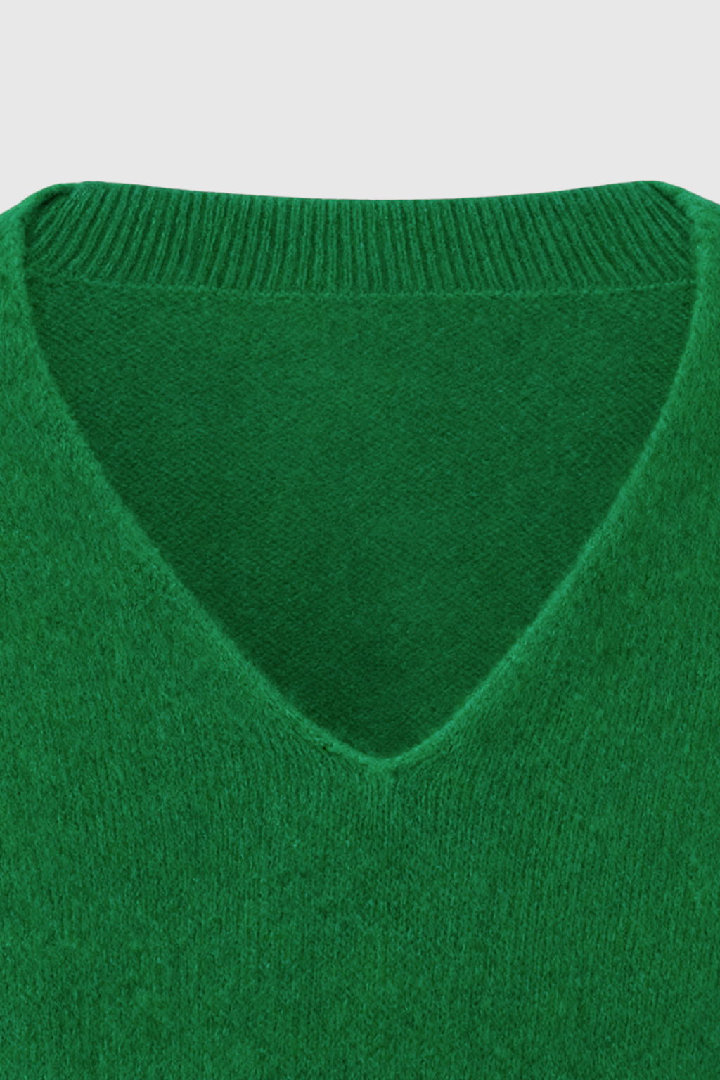 Women's Green Merino Wool V-Neck Sweater
