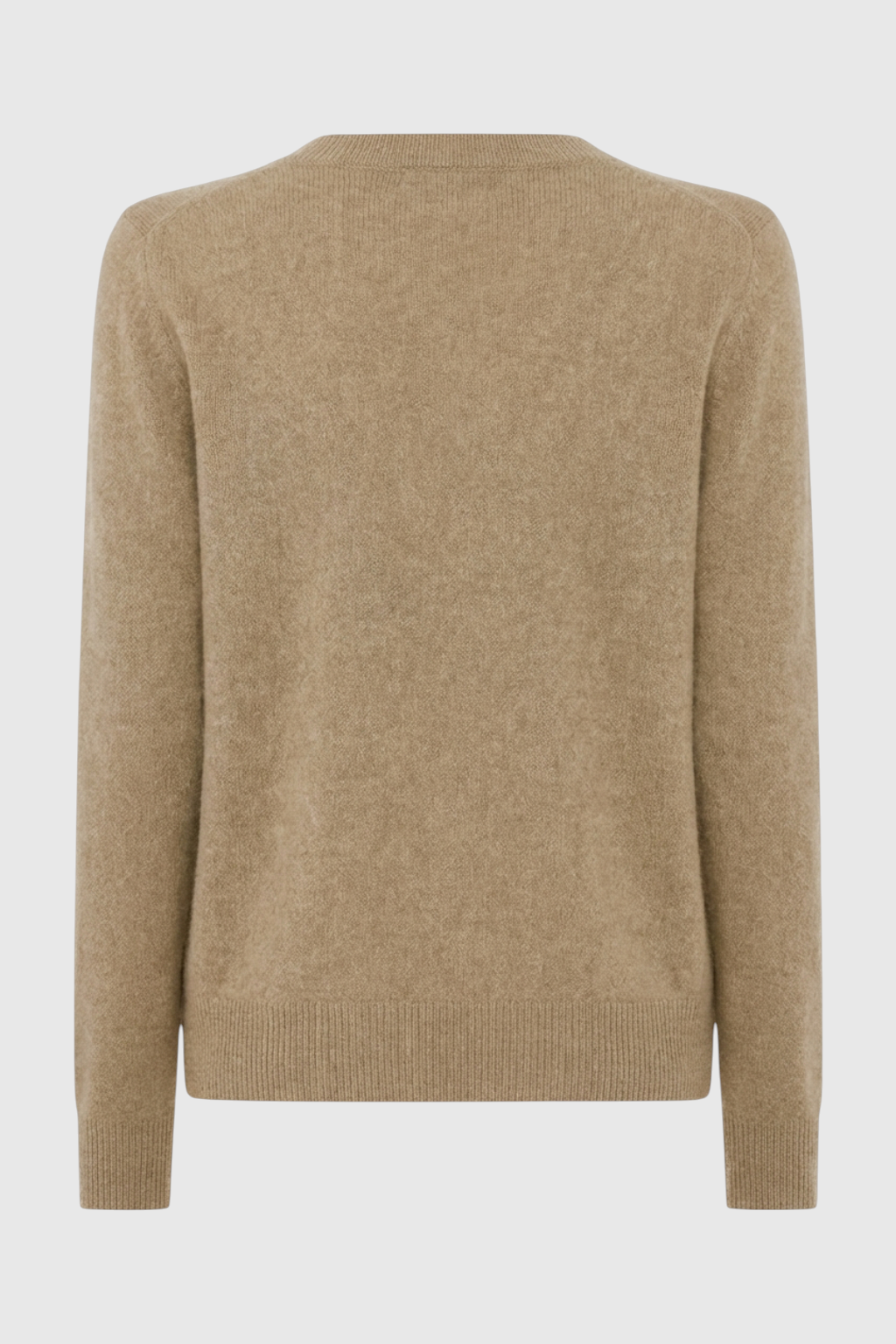Women's Khaki Merino Wool V-Neck Sweater