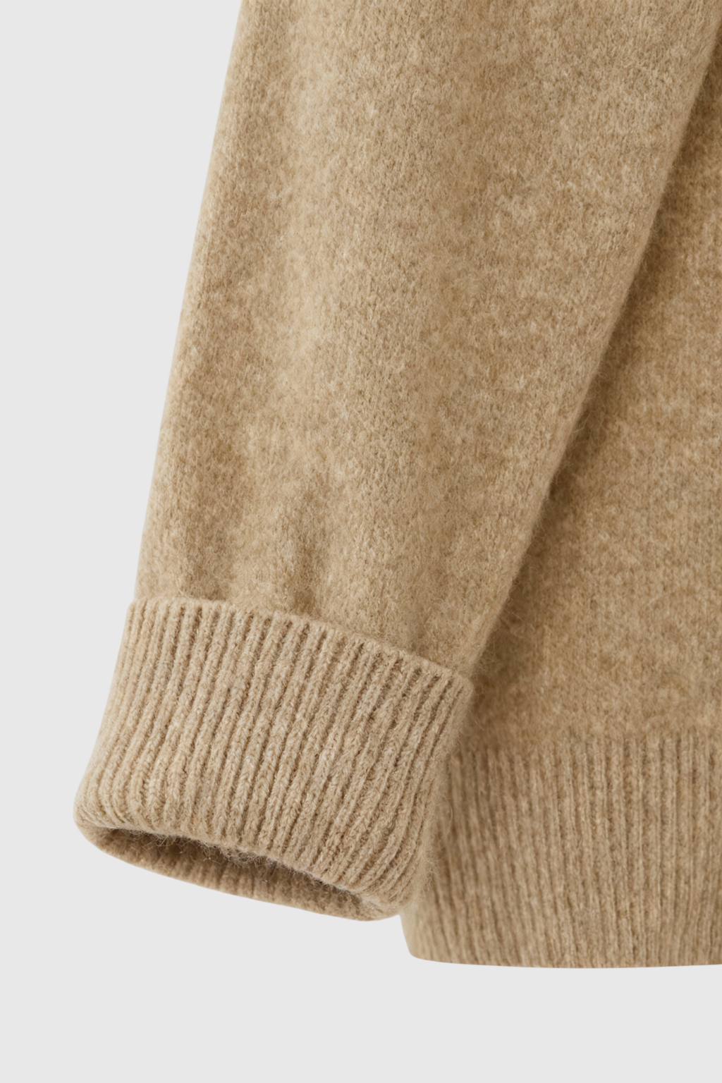 Women's Khaki Merino Wool V-Neck Sweater
