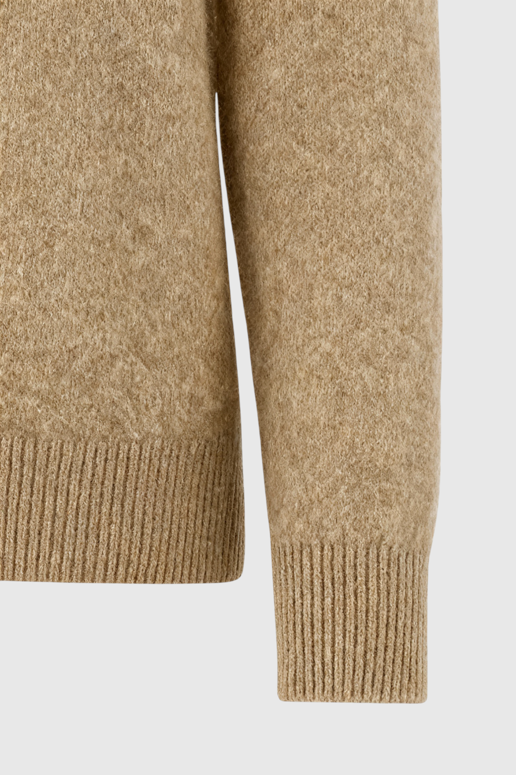 Women's Khaki Merino Wool V-Neck Sweater