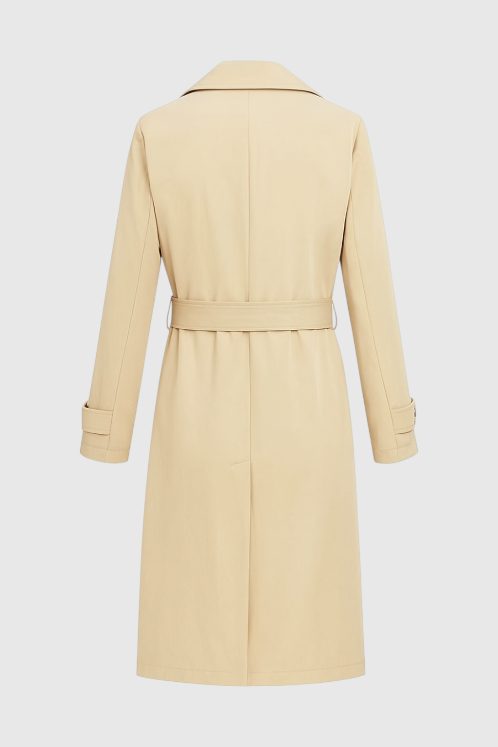 Women's Long Beige Trench Coat with Belt