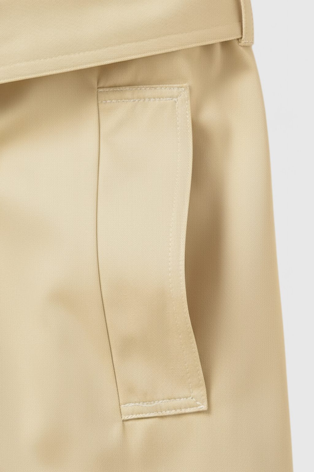 Women's Long Beige Trench Coat with Belt