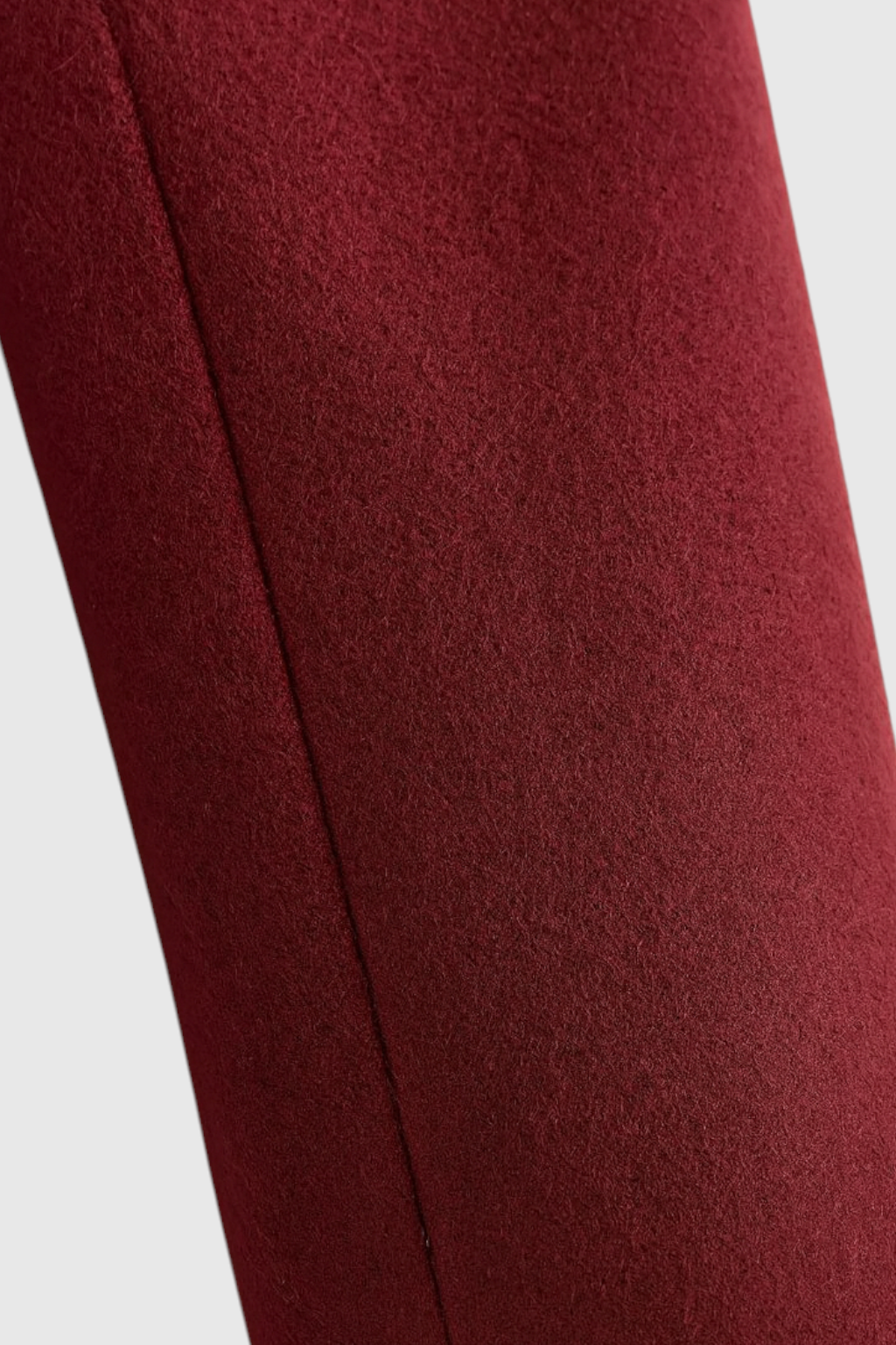 Women's Long Burgundy Wool Coat with Fur Collar