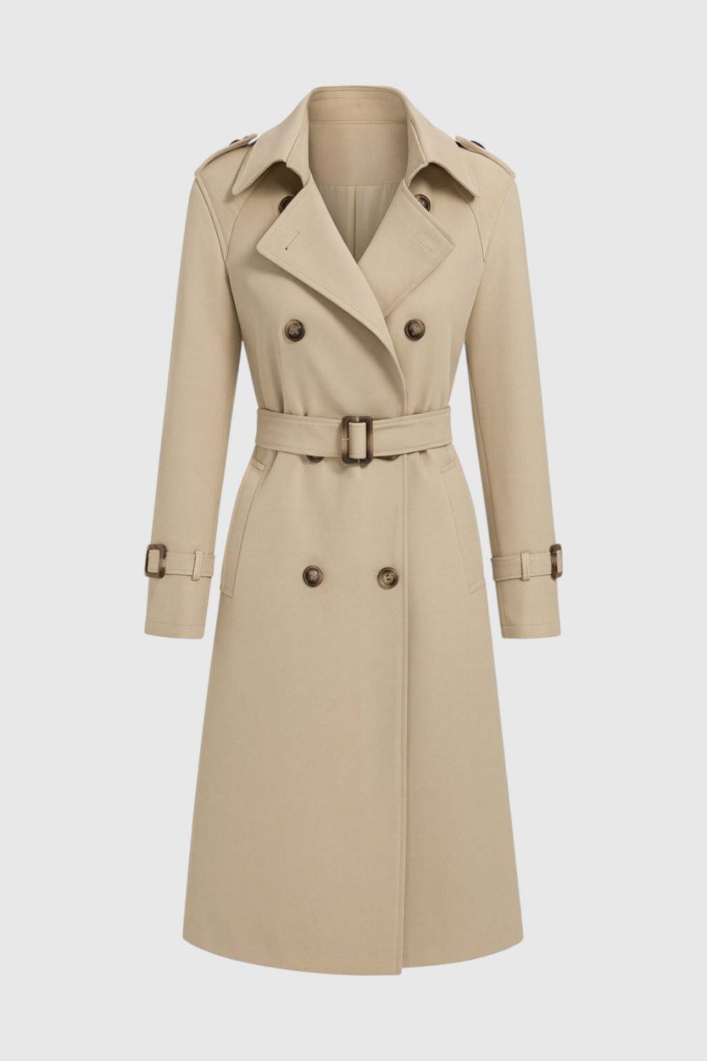 Women's Long Khaki Trench Coat