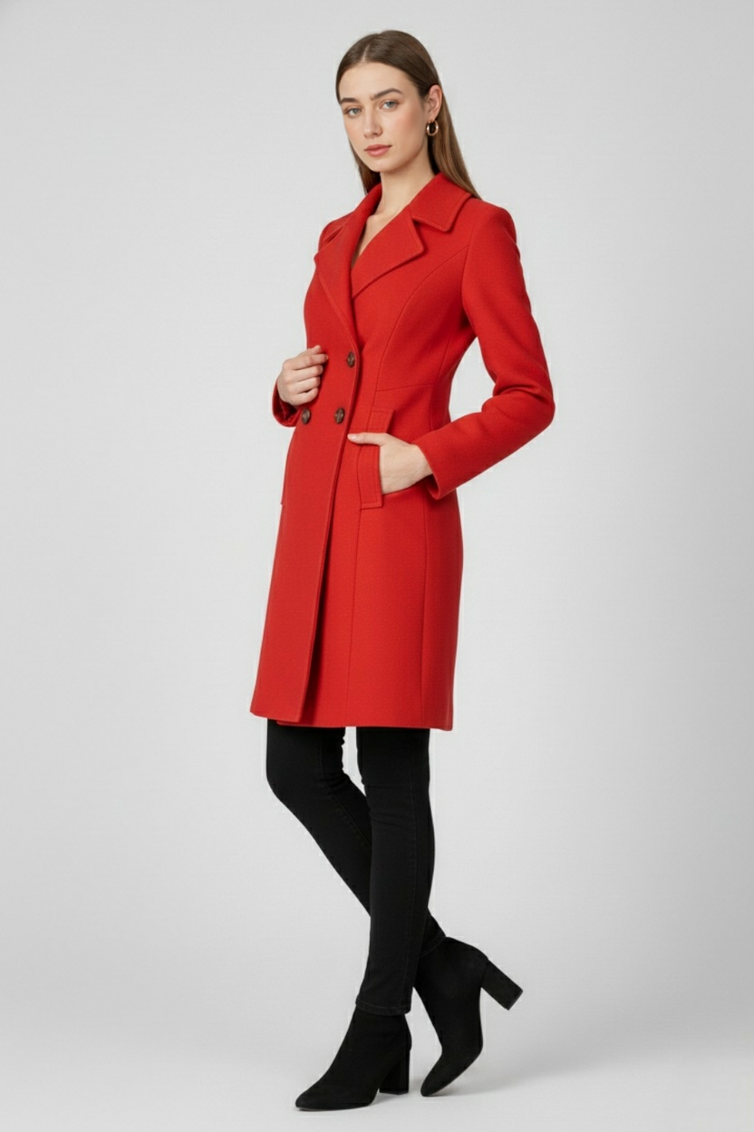 Ladies Long Red Coat
