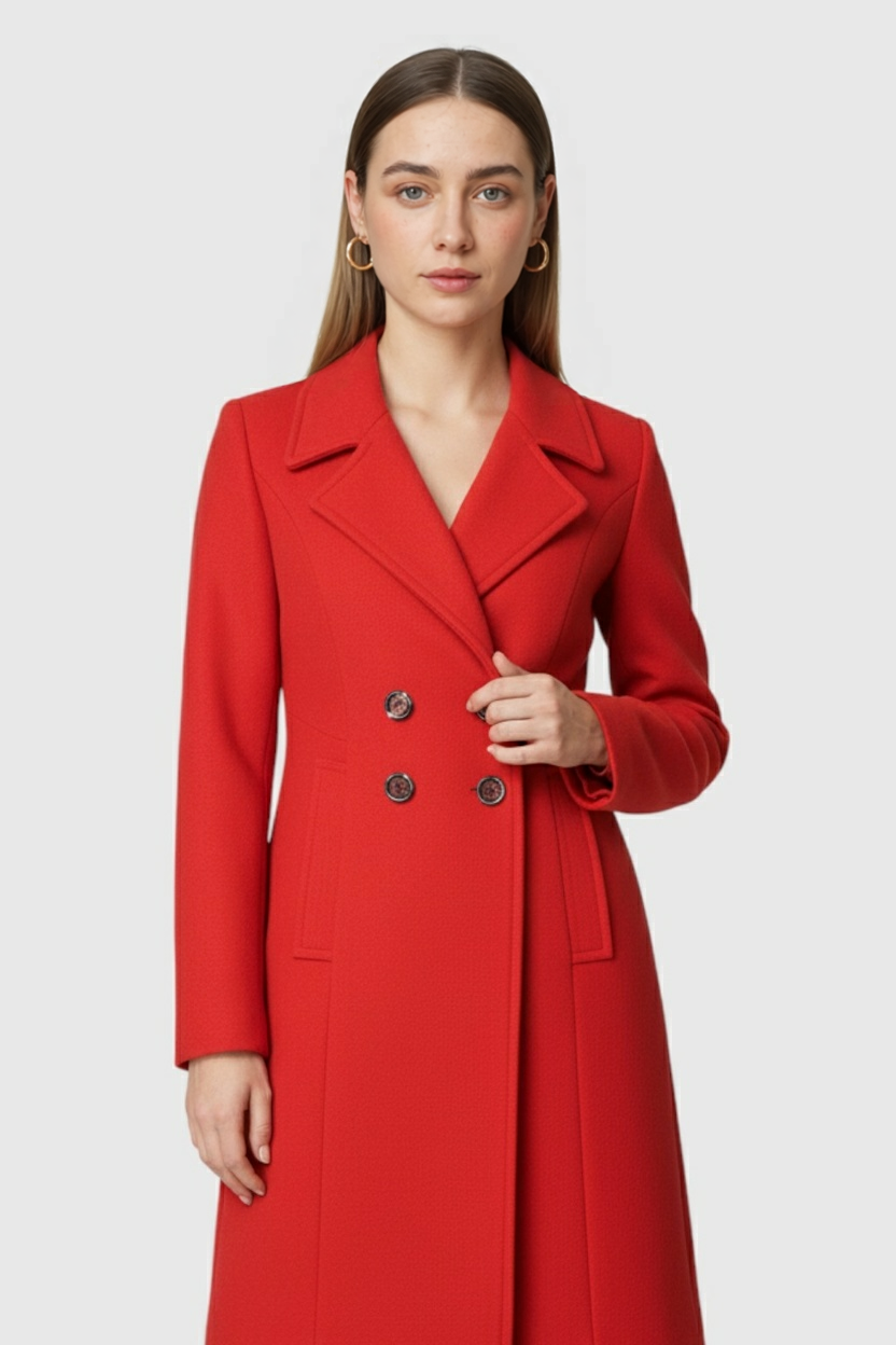 Ladies Long Red Coat