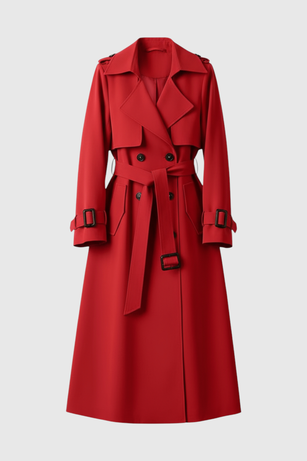 Women's Long Red Trench Coat
