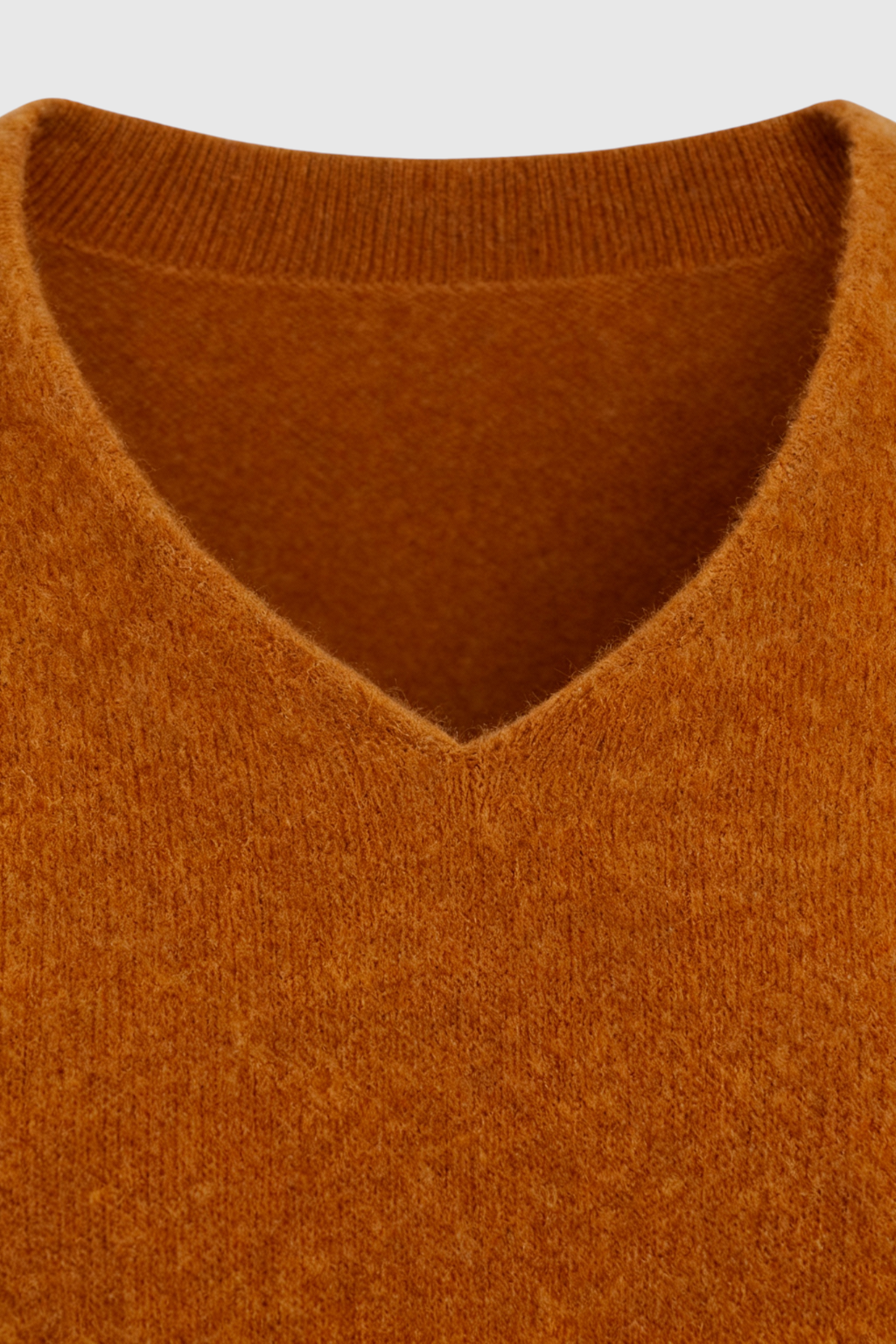Women's Orange Merino Wool V-Neck Sweater