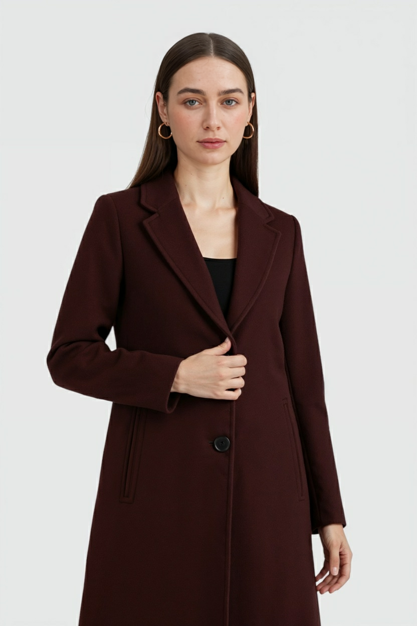 Women's Vintage Elegant Burgundy Coat
