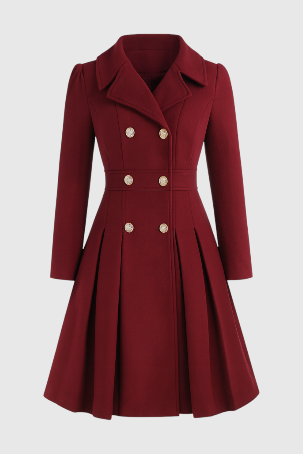 Women's Warm Long Burgundy Trench Coat