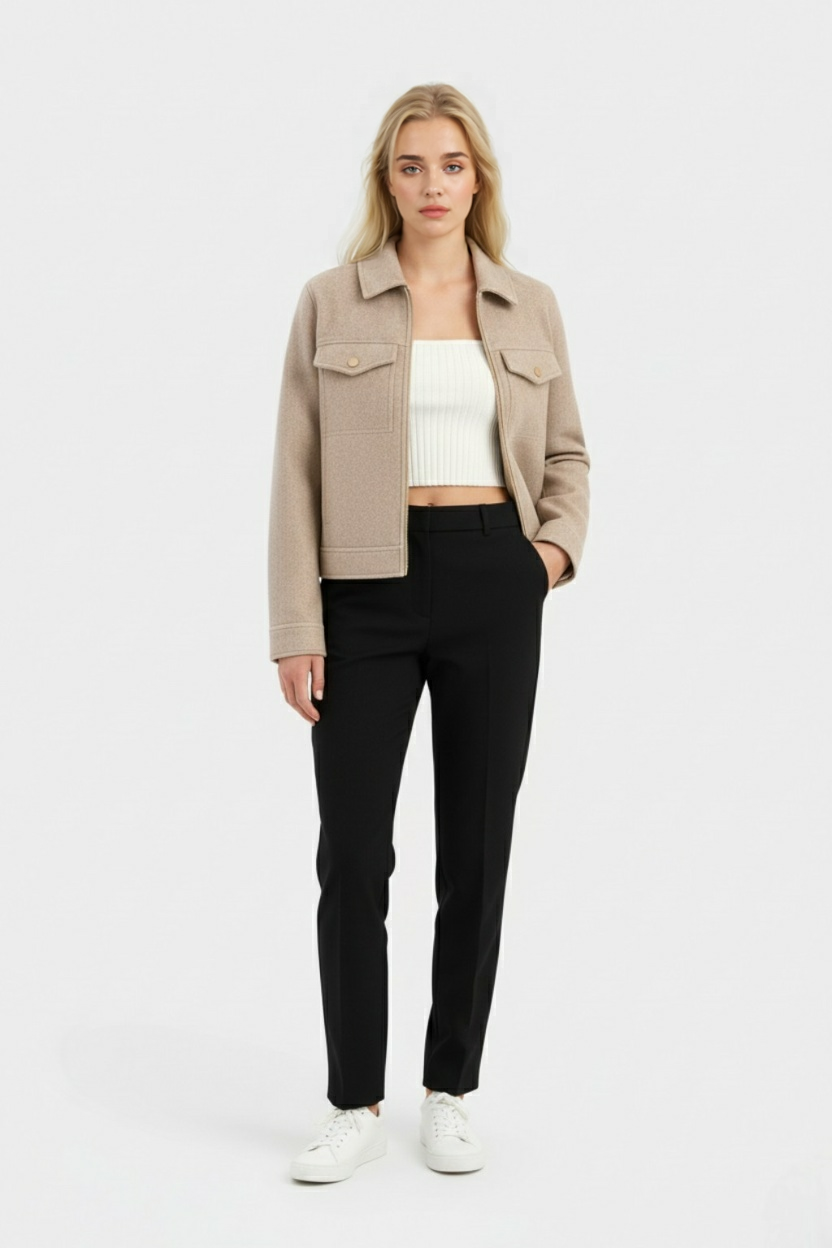 Women's Soft Zip Jacket - Beige