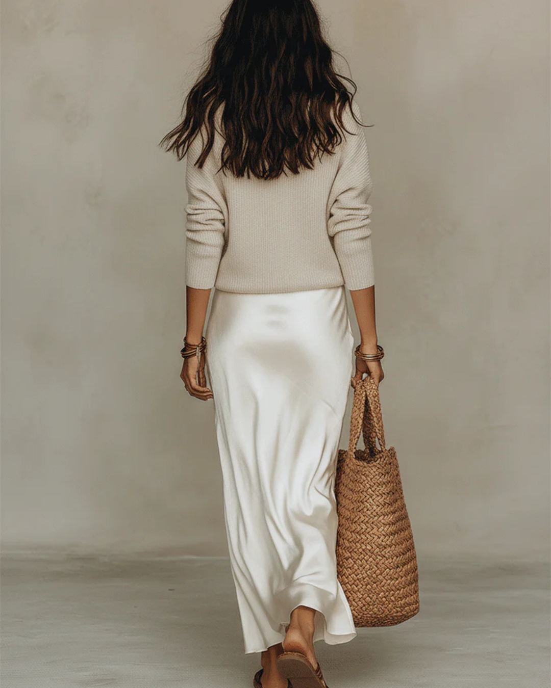Satin Midi Dress with Sweater