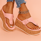 Wedge sandals buckle detail