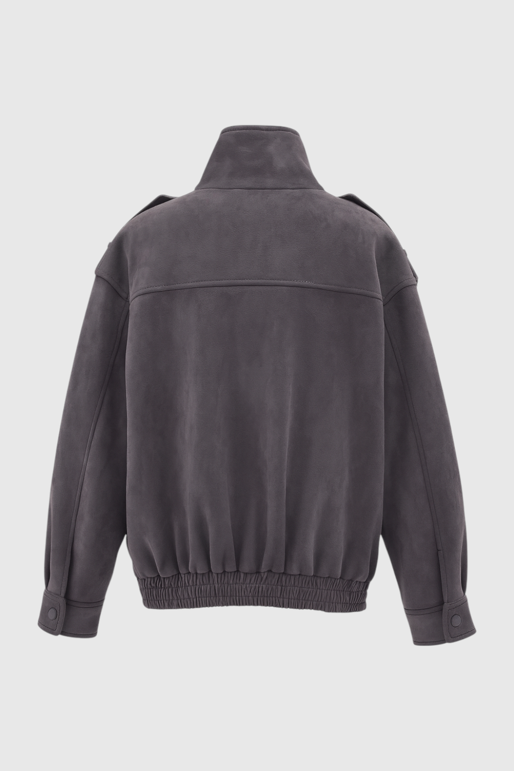 Dark Gray Bomber Jacket with Stand-Up Collar