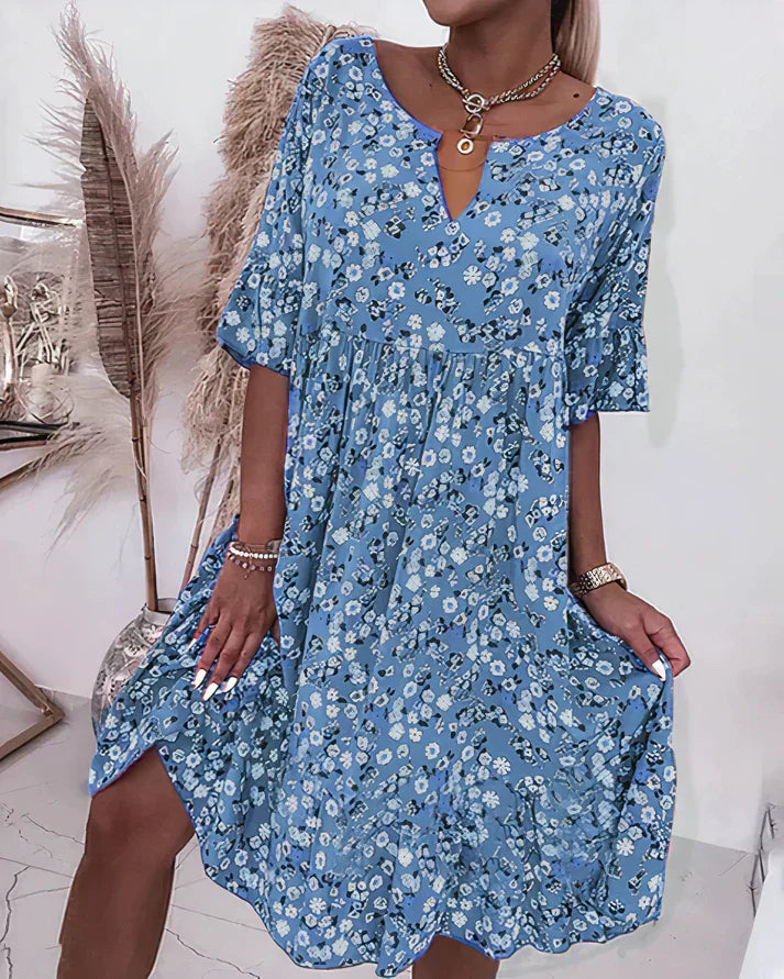 Midi sundress floral print front view | Alba Muse