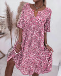 Floral V-neck midi sundress on model | Alba Muse