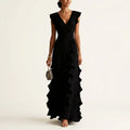 Ruffle wrap maxi dress back view full length