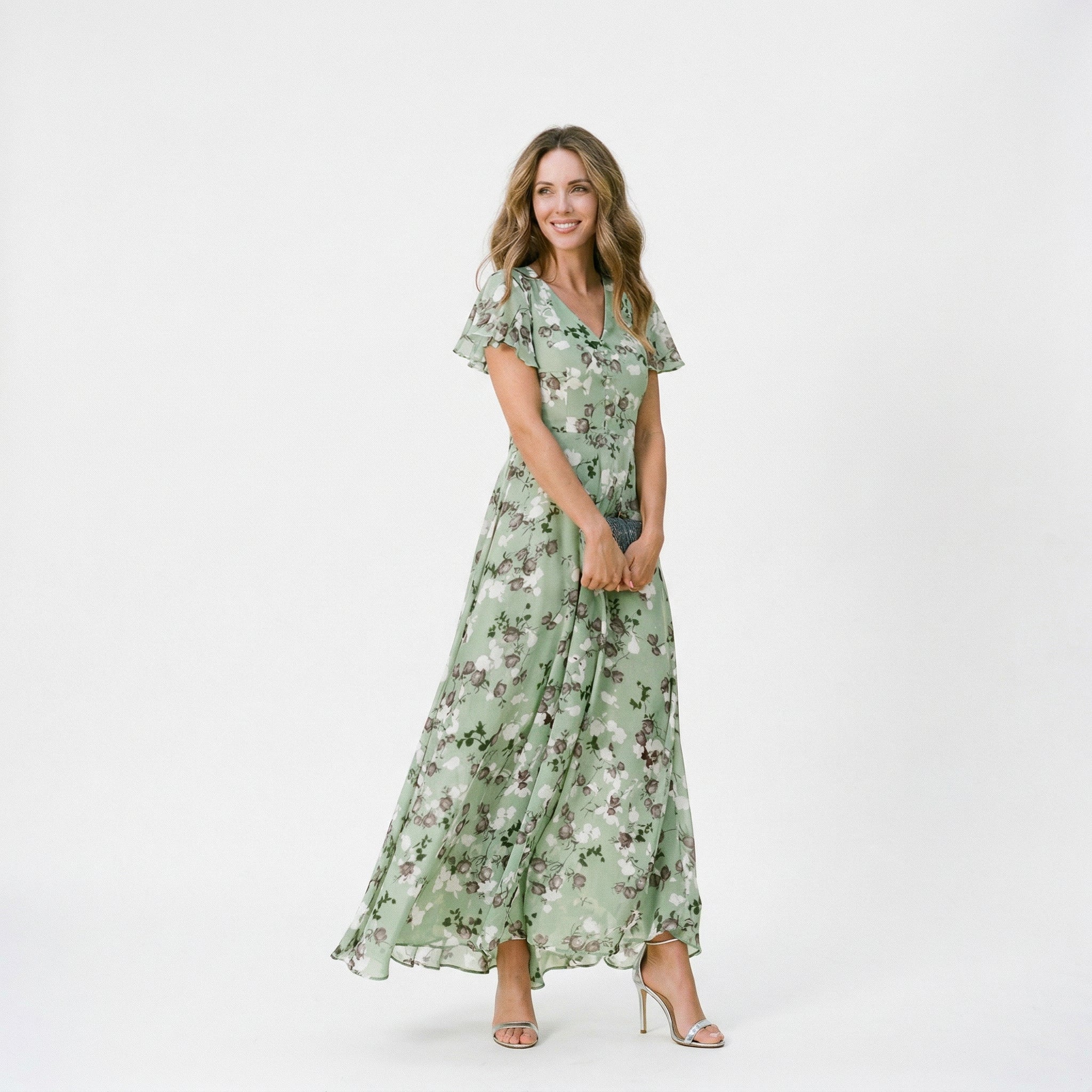 Women's floral slip maxi dress full length view