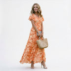 Women's floral maxi dress back view