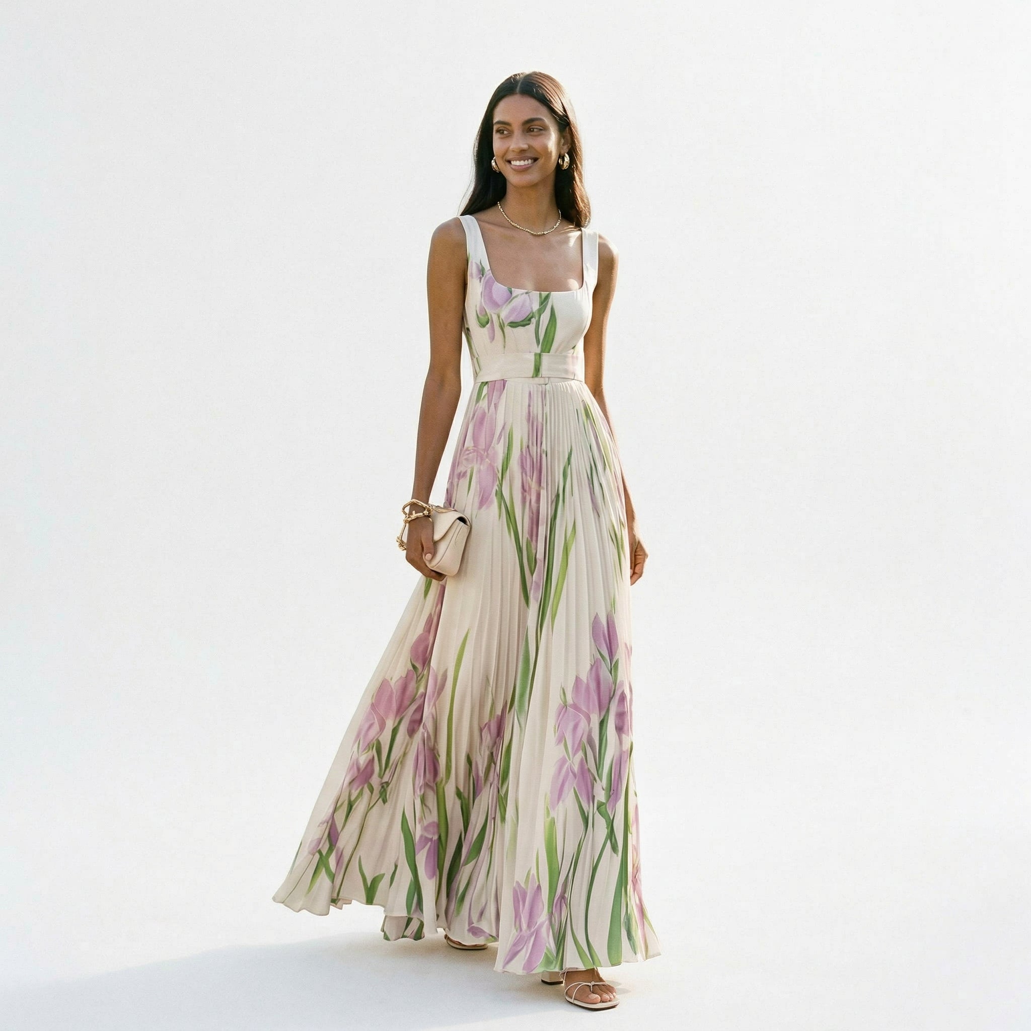 Elegant Floral Summer Maxi Dress for Wedding Guests