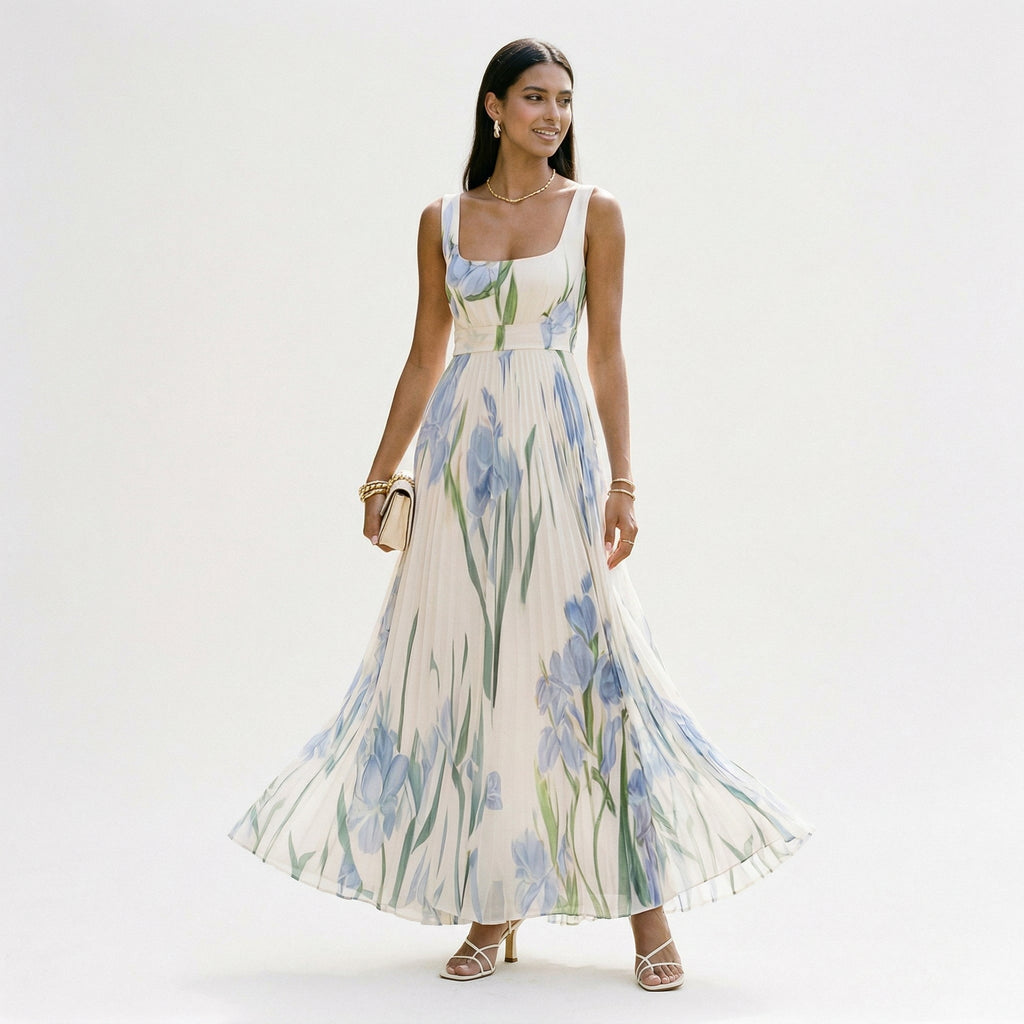 Elegant Floral Summer Maxi Dress for Wedding Guests