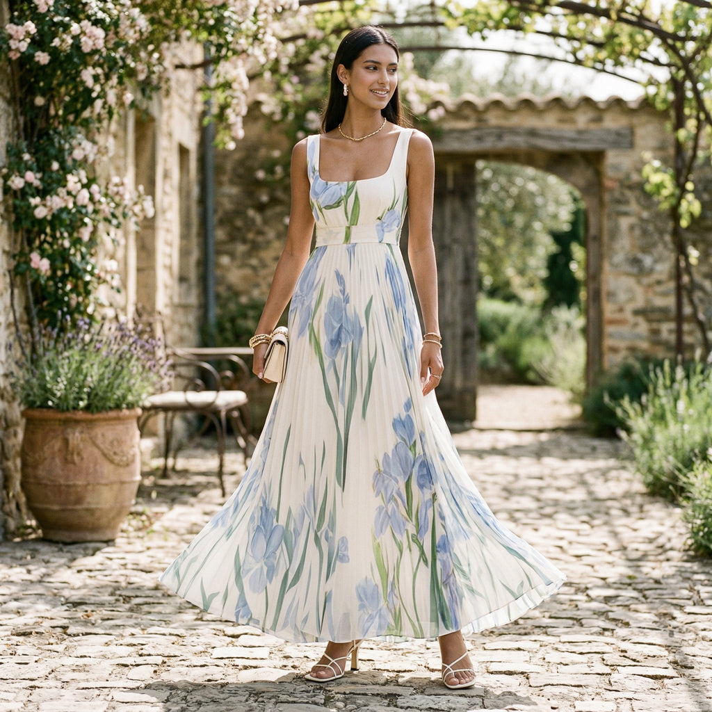Elegant Floral Summer Maxi Dress for Wedding Guests