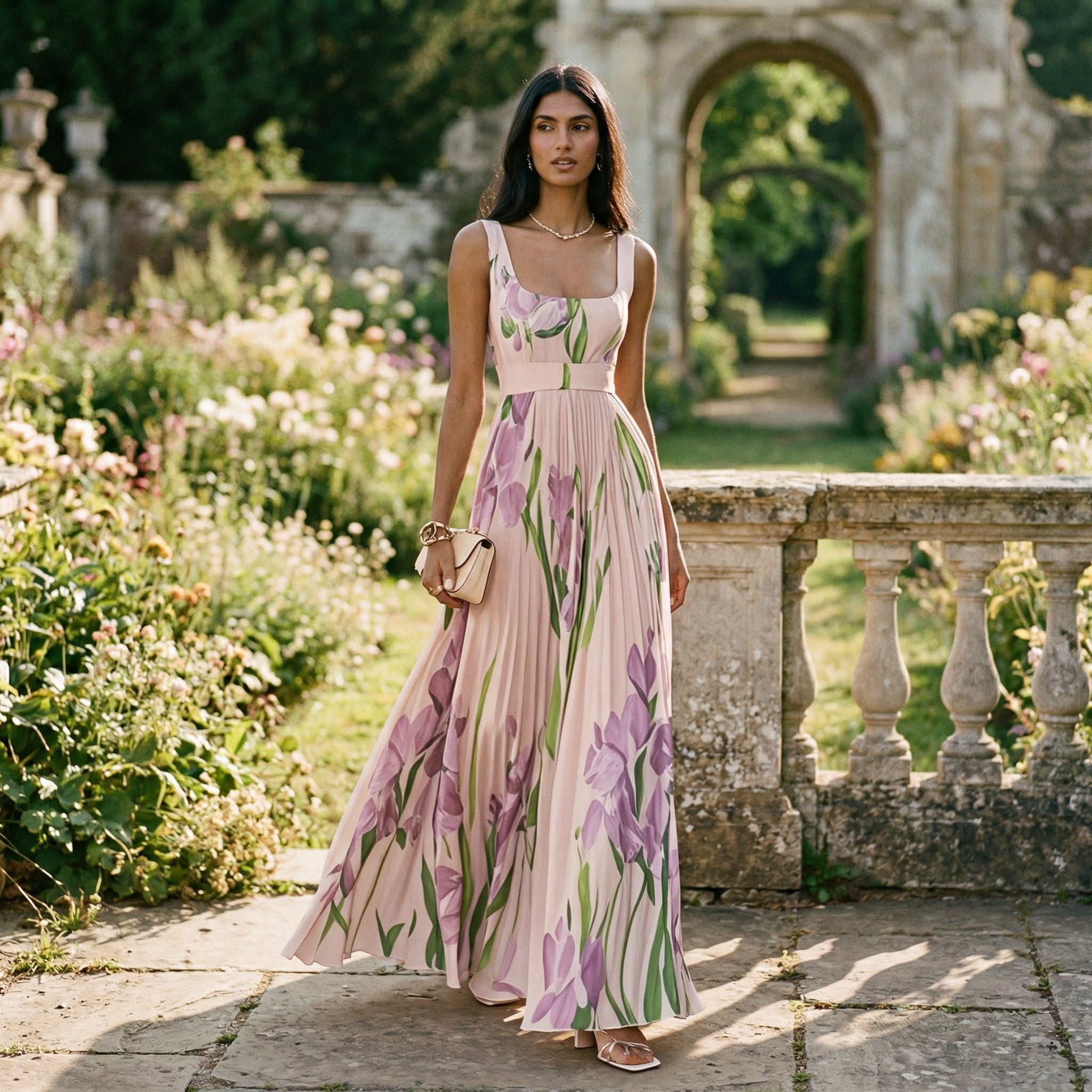Elegant Floral Summer Maxi Dress for Wedding Guests