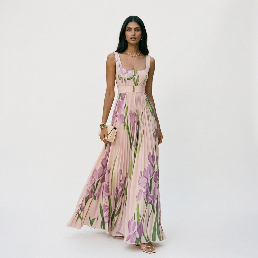Elegant Floral Summer Maxi Dress for Wedding Guests