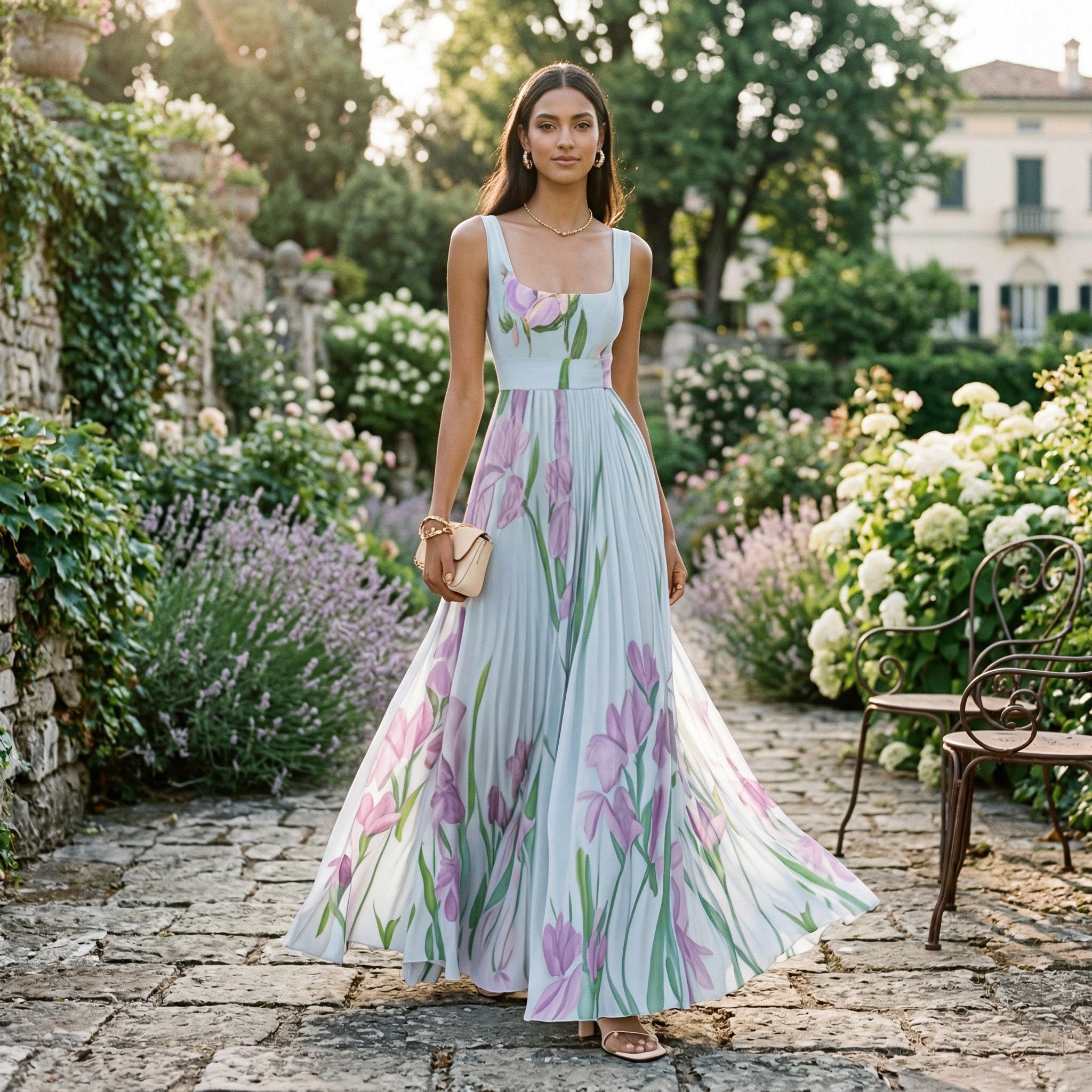 Elegant Floral Summer Maxi Dress for Wedding Guests