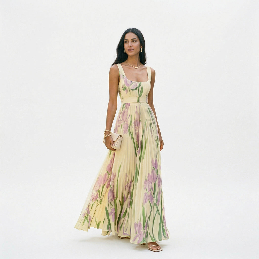 Elegant Floral Summer Maxi Dress for Wedding Guests