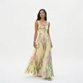 Women's floral sleeveless chiffon maxi dress, full length view