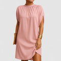 Pink summer maxi dress front view flattering silhouette