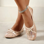Lace mesh ballet flats side view