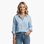 Women's Vintage Floral Long Sleeve Blouse side view - Classic Versatile Shirt
