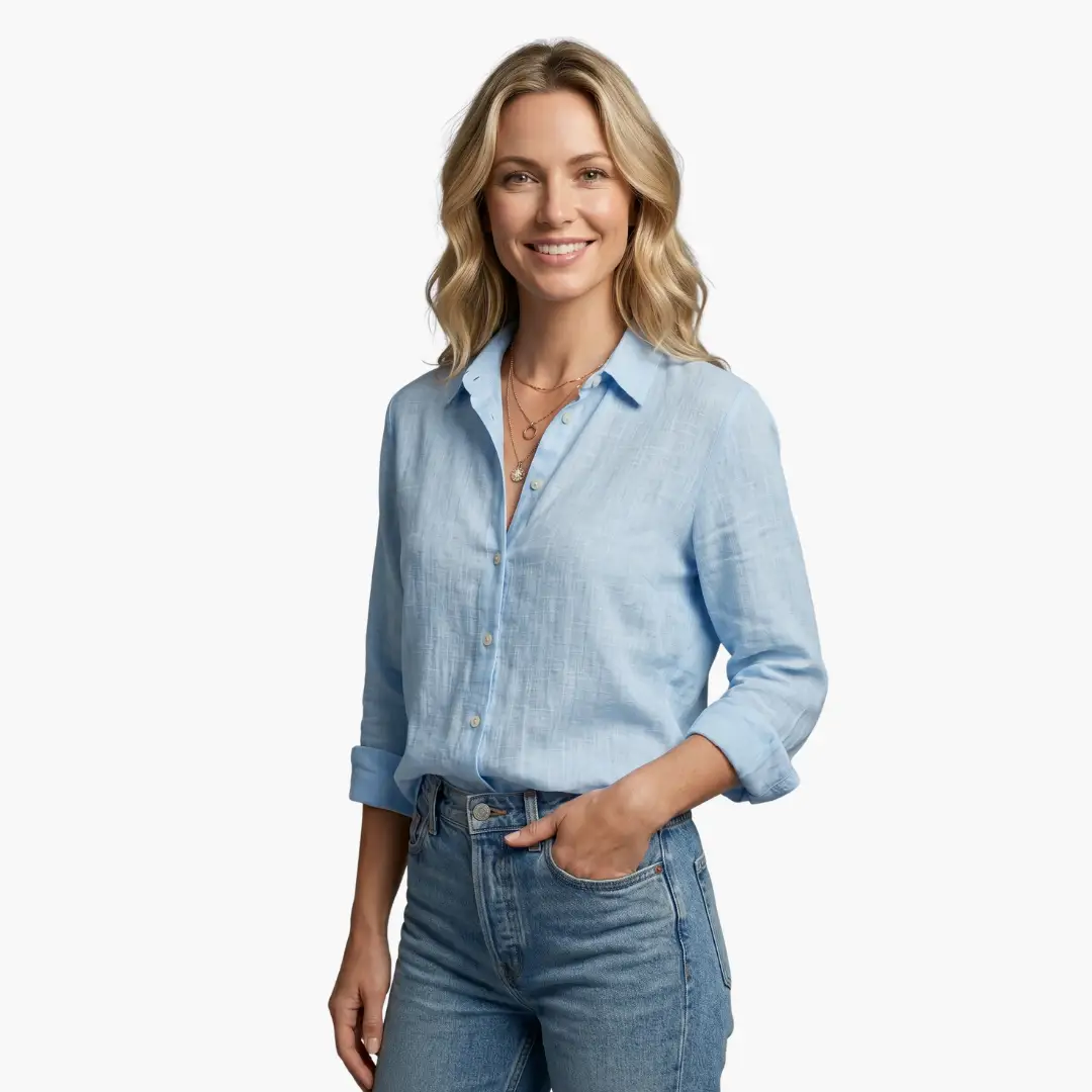 Women's Vintage Floral Long Sleeve Blouse detail view - Classic Versatile Shirt