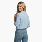 Women's Vintage Floral Long Sleeve Blouse back view - Classic Versatile Shirt