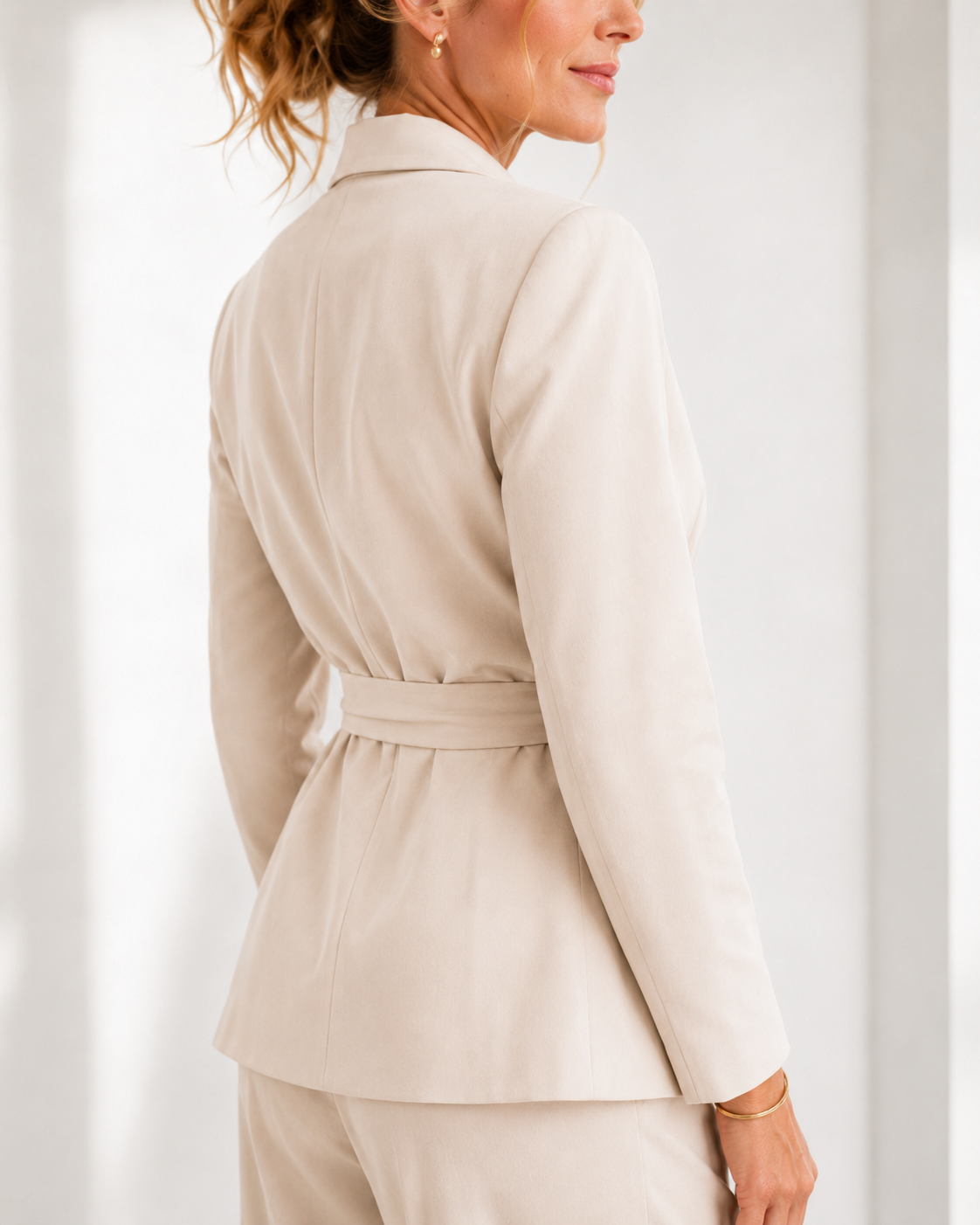 Green jacket and wide trousers co-ord set