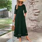Women's cotton blend casual maxi dress with empire waist, side profile
