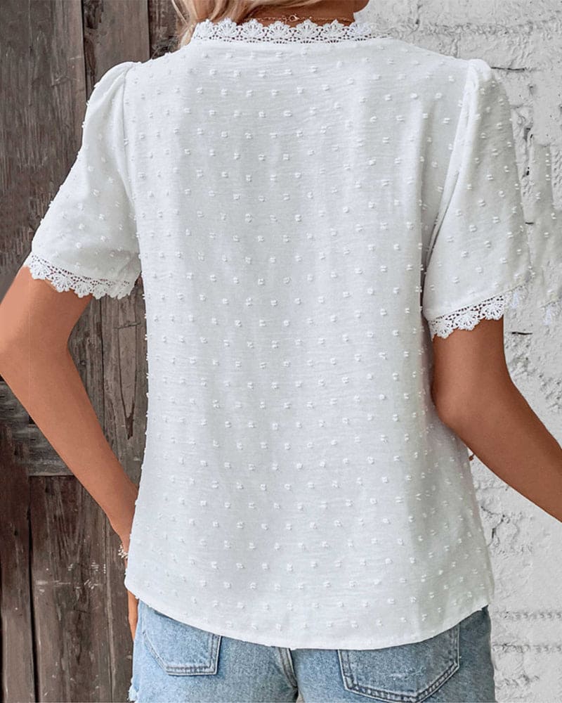 Lace trim blouse casual summer wear | Alba Muse