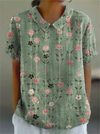 Women's Vintage Floral Embroidered Blouse – Classic Collar