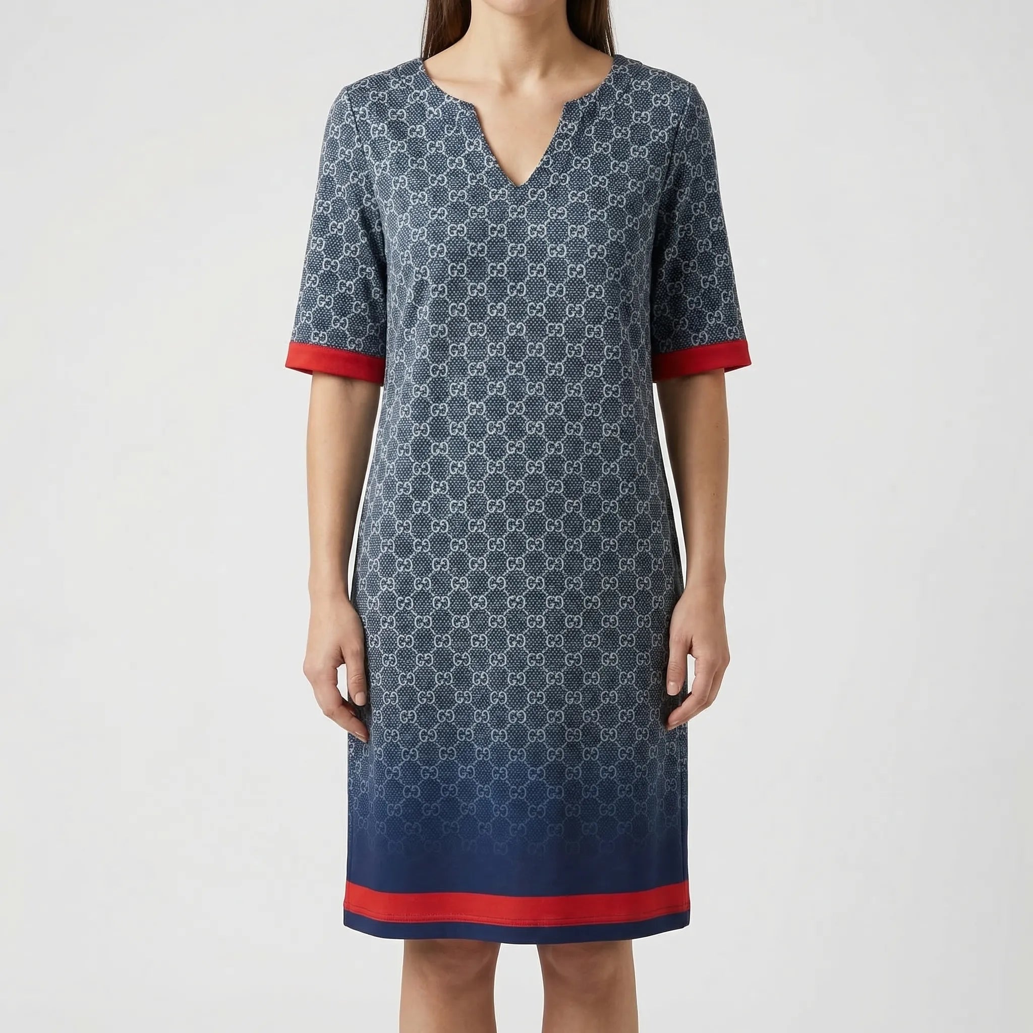 Abstract Floral Long Sleeve Shift Dress – Casual
