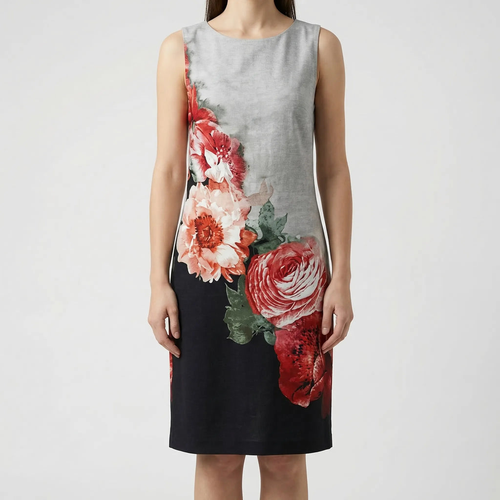 Abstract Floral Long Sleeve Shift Dress – Casual
