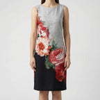 Abstract Floral Long Sleeve Shift Dress – Casual