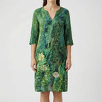 Abstract Floral Long Sleeve Shift Dress – Casual