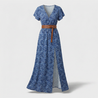 Flowing Paisley V-Neck Maxi Dress – Occasion