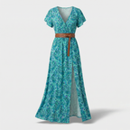 Flowing Paisley V-Neck Maxi Dress – Occasion