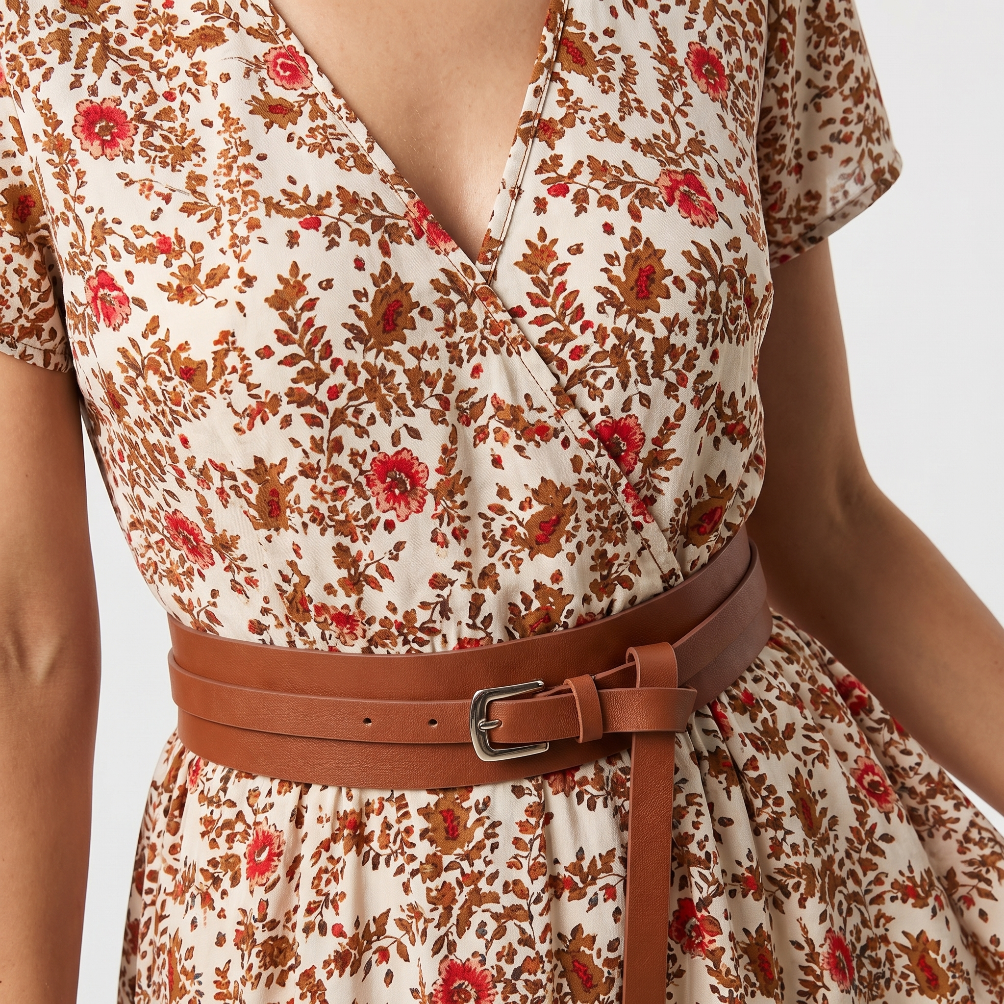 Women's bold paisley print maxi dress full length view